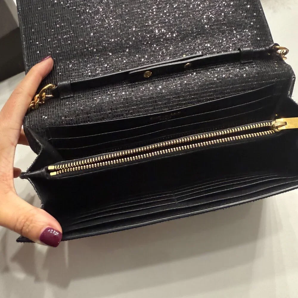 SAINT LAURENT  (YSL) Rare Glitter Chain Crossbody & Clutch Bag - Picture 10 of 13
